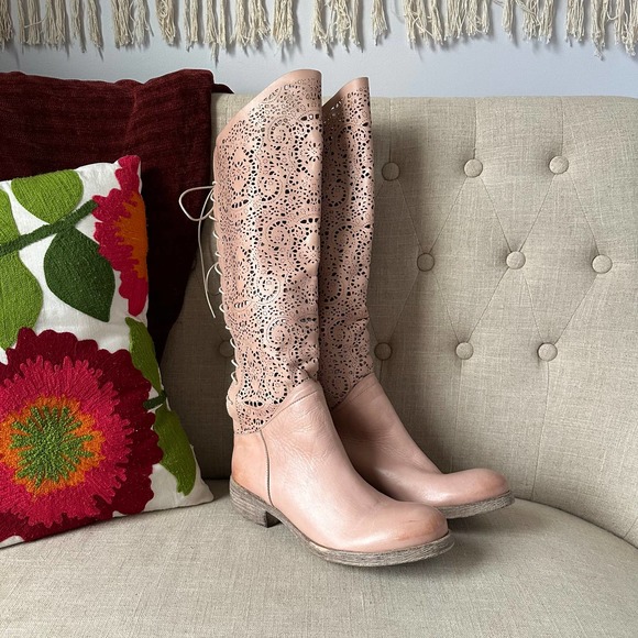 Sundance Shoes - Sundance Pink Leather Lace-up Tall Boots 40 US 9.5